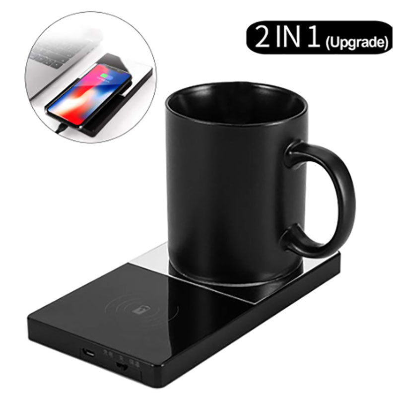 2-in-1 Heating Mug Cup Warmer/Electric Wireless Charger - Just4U