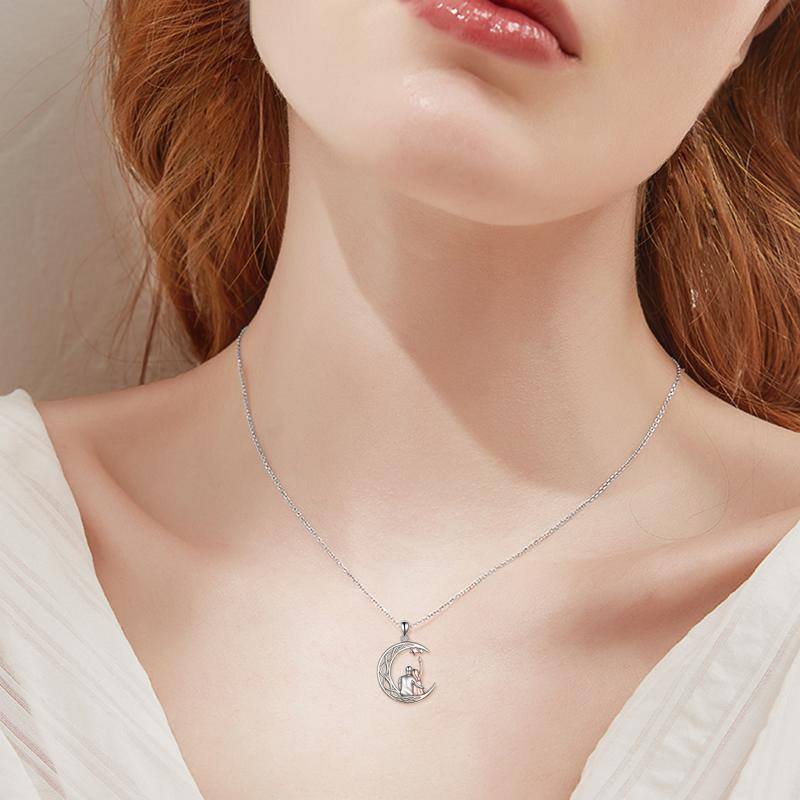 Celtic Moon Pendant Necklace Gifts for Girlfriend Sterling Silver - Just4U