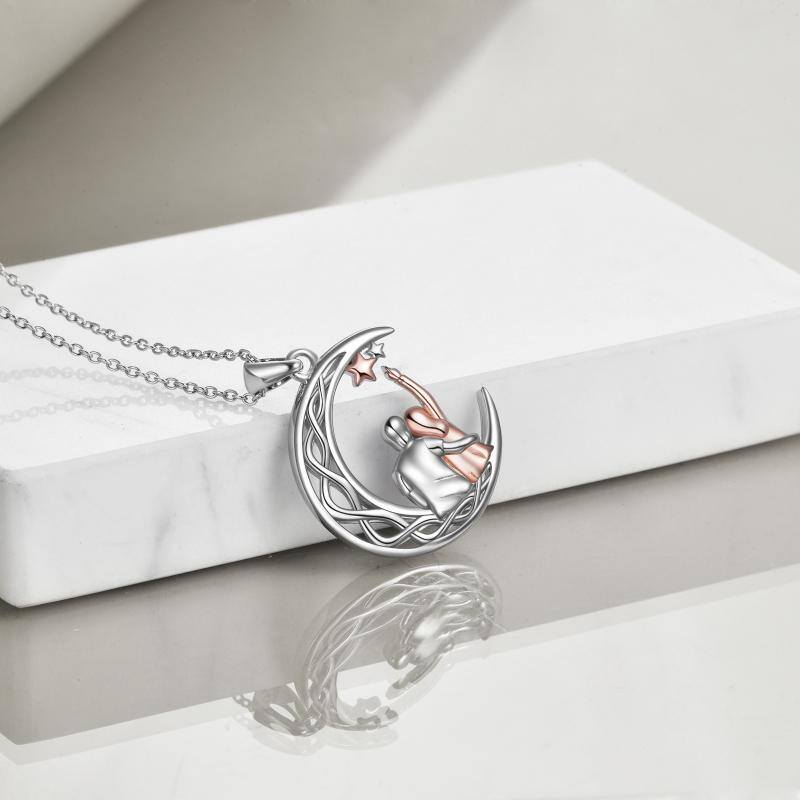 Celtic Moon Pendant Necklace Gifts for Girlfriend Sterling Silver - Just4U