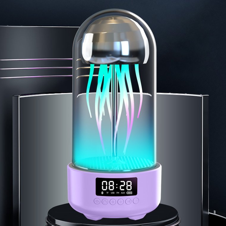 Creative 3in1 Colorful Jellyfish Lamp With Clock Luminous Portable Stereo Breathing Light Smart Decoration Bluetooth Speaker - Just4U