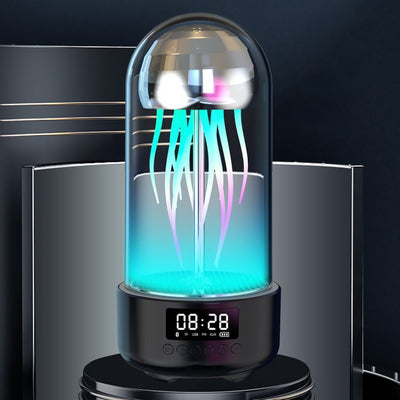 Creative 3in1 Colorful Jellyfish Lamp With Clock Luminous Portable Stereo Breathing Light Smart Decoration Bluetooth Speaker - Just4U