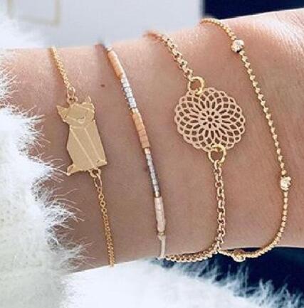 Elegant Set of bracelets with bead chains - Just4U