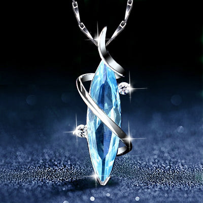 Fashion Blue Crystal European And American Retro Silver Plated Dignified Pendant - Just4U