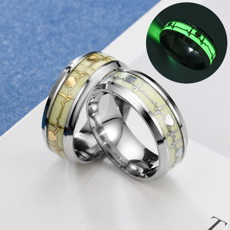 Heart-shaped Rings Luminous At Night Lovers Ring Valentine's Day Gift Jewelry - Just4U