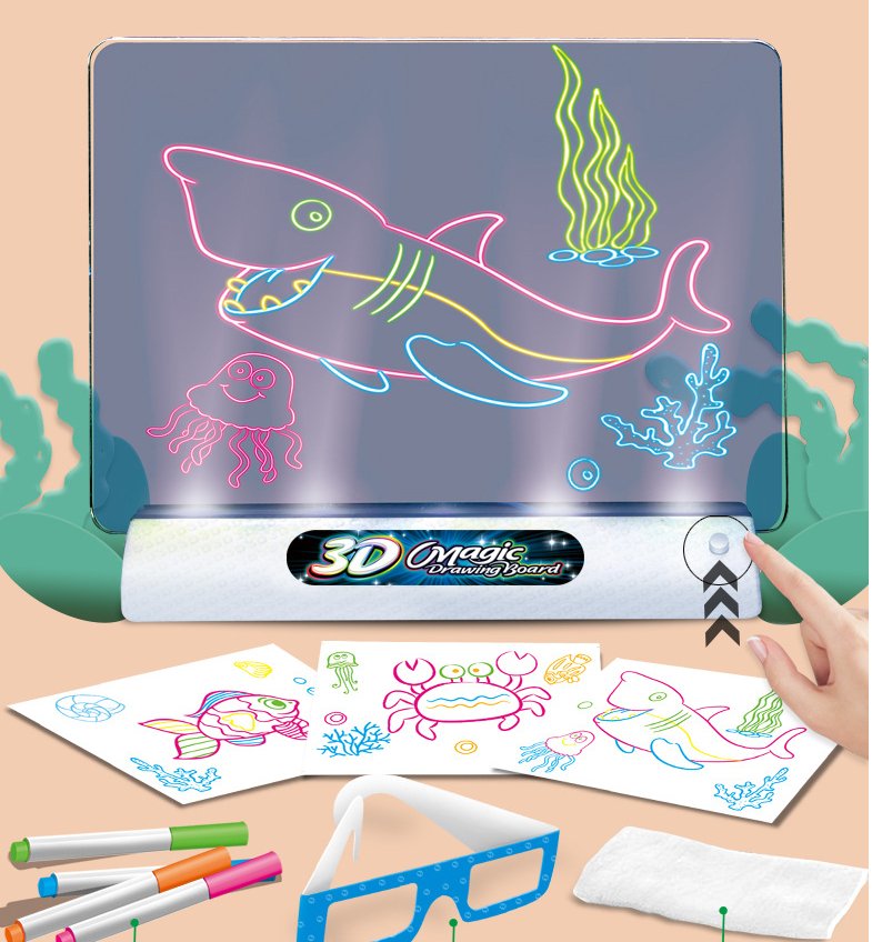 Magic 3D Drawing Board LED Light Effects Puzzle Drawing Pad Kids Painting Educational Toys Children Grow Playmates Creative Gift - Just4U