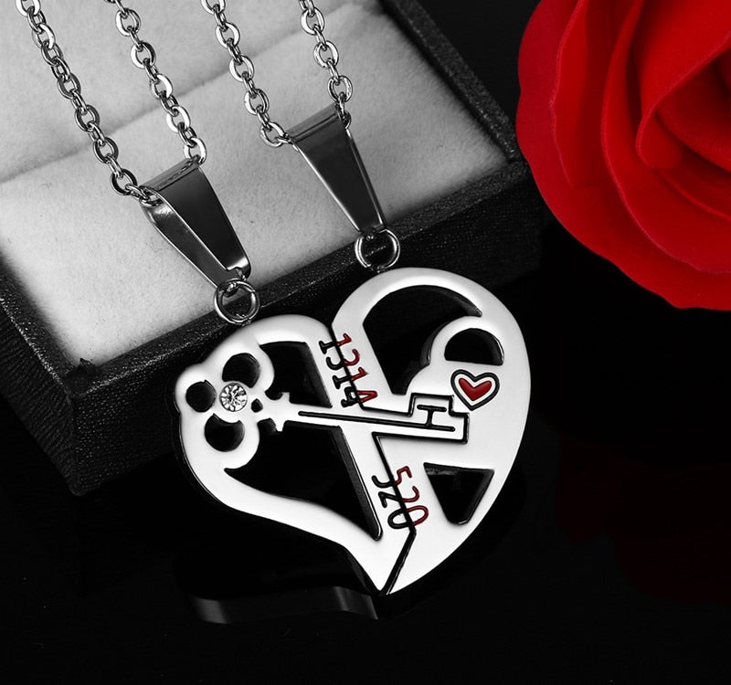 Pendant Love Necklace Set Lover Valentine Gifts Stainless Steel Chain Necklace - Just4U