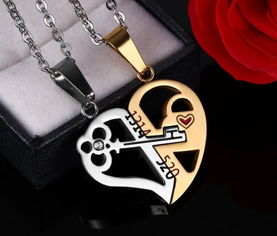 Pendant Love Necklace Set Lover Valentine Gifts Stainless Steel Chain Necklace - Just4U