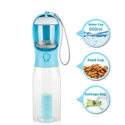 Portable Cat Dog Water Bottle Food Feeder Drinker Poop Dispenser 3 In 1 Leak-proof Multifunctional Dog Water Bottle Pet Products - Just4U