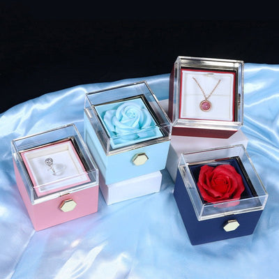 Rotating Soap Flower Rose Jewelry Packaging Box - Just4U