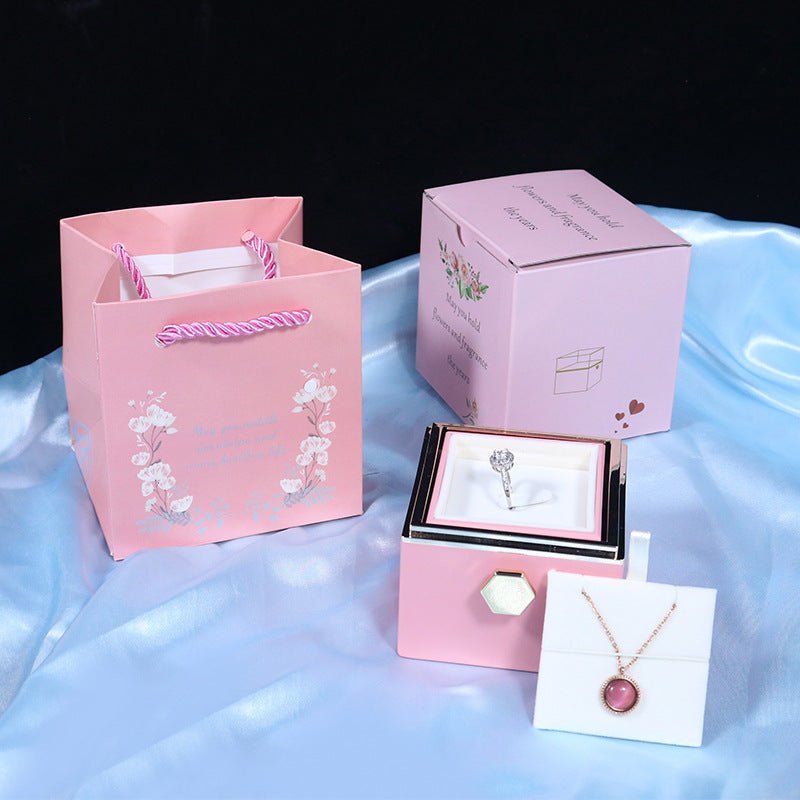 Rotating Soap Flower Rose Jewelry Packaging Box - Just4U