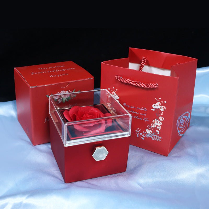 Rotating Soap Flower Rose Jewelry Packaging Box - Just4U