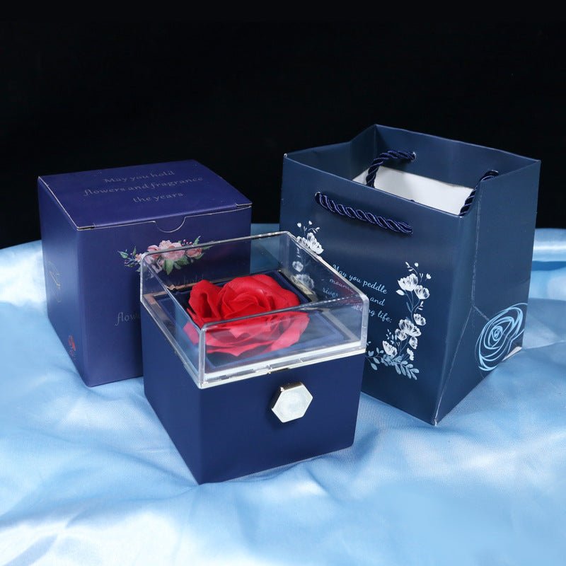 Rotating Soap Flower Rose Jewelry Packaging Box - Just4U