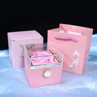 Rotating Soap Flower Rose Jewelry Packaging Box - Just4U