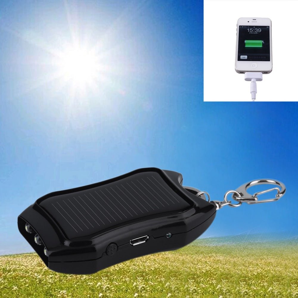 Solar Phone Power Bank Flashlight Keychain - Just4U