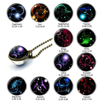 Twelve constellation time gem necklace - Just4U