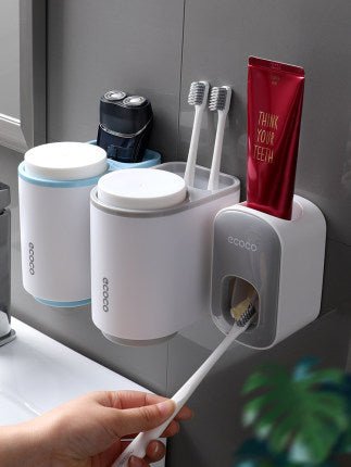 Wall Mounted Automatic Toothpaste Holder Bathroom Accessories Set Dispenser - Just4U