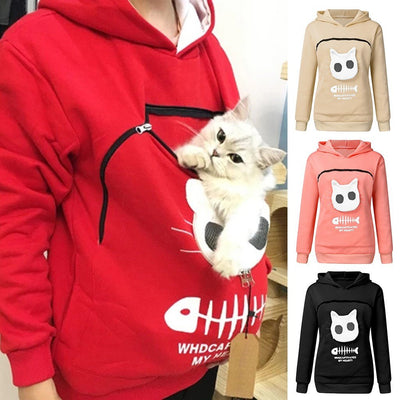 Women's Hoodie Sweater with a Cute Cat Pocket - Just4U